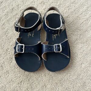 Salt Water Sandals by Hoy Sun San Surfer Navy Leather Sandals size 9